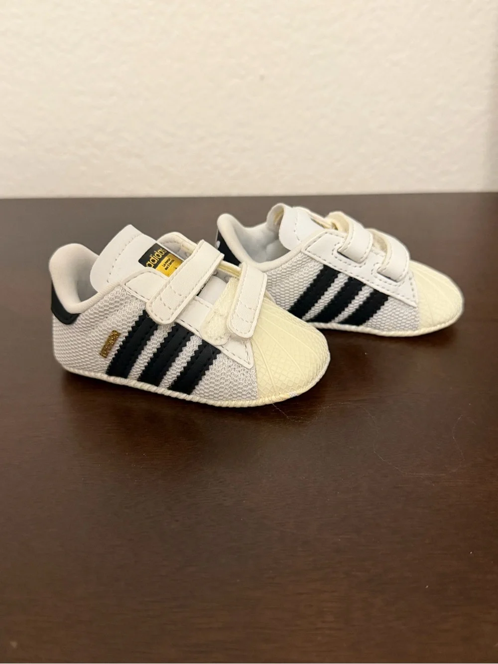 Adidas Superstar Crib Shoes Infant Sz 1K White Black Baby Sneakers NWOT